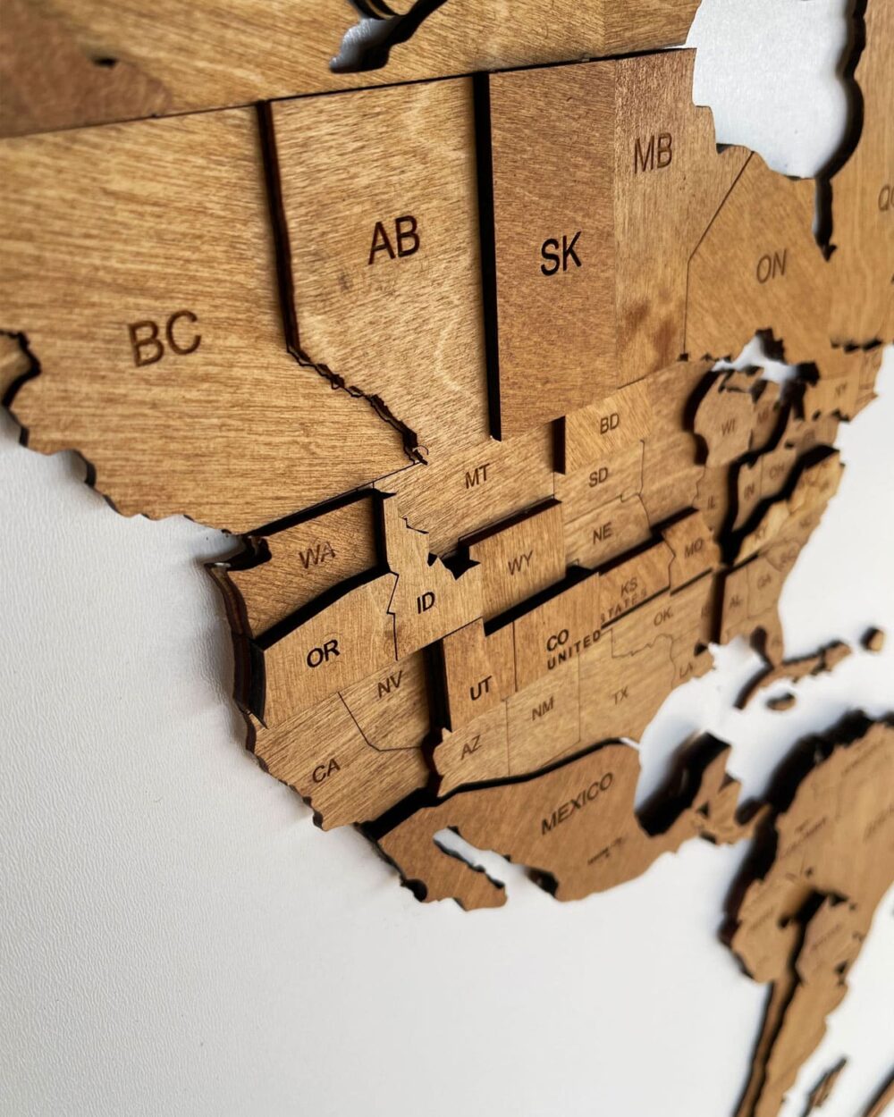 3D Holz Weltkarte Eiche