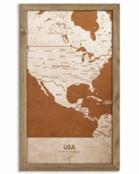 Holzkarte USA, Landkarte in Eichenholzrahmen 1