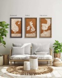 Holzkarte des Vereinigten Königreichs, Länderkarte in Eichenholzrahmen 2