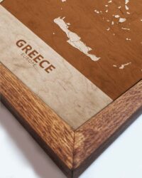 Holzkarte von Griechenland, Länderkarte in Eichenholzrahmen 2