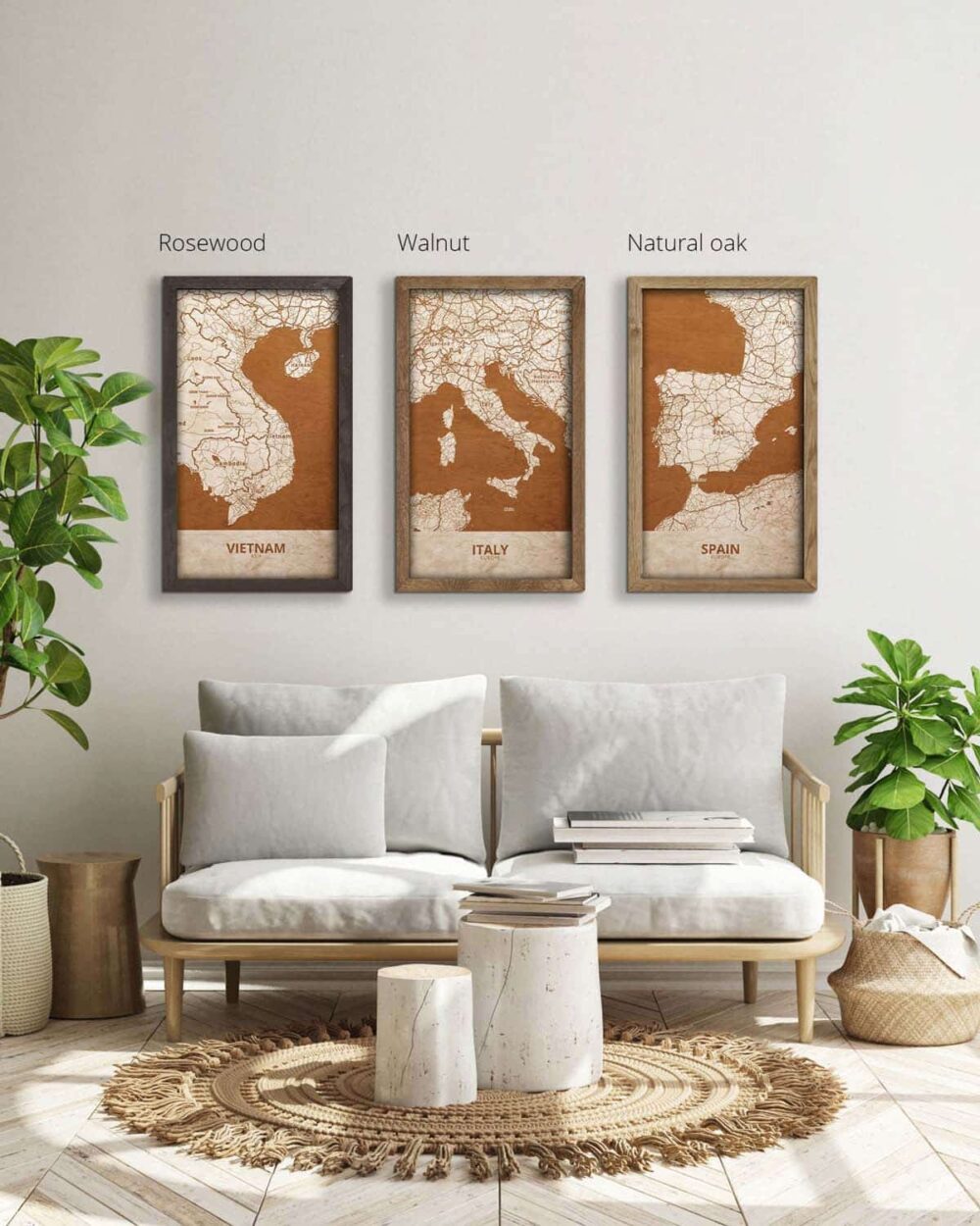 Holzkarte von Italien, Landkarte in Eichenholzrahmen 5