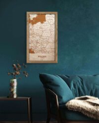 Holzkarte von Polen, Landkarte in Eichenholzrahmen 2