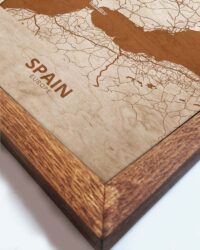 Holzkarte von Spanien, Länderkarte in Eichenholzrahmen 1