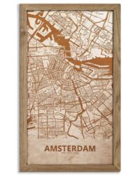 Wooden Street Map of Amsterdam - Urban City Plan 3