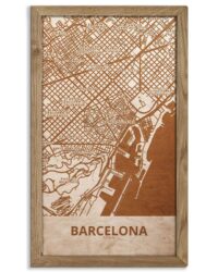 Holzstadtplan von Barcelona - Stadtplan, in einem Eichenholzrahmen 5