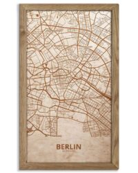 Holzstadtplan von Berlin - Stadtplan, in einem Eichenholzrahmen 1