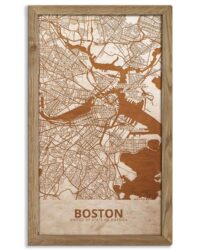 Hölzerne Straßenkarte von Boston - Stadtplan, in einem Eichenrahmen 1