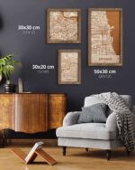 Hölzerne Straßenkarte von Chicago - Stadtplan, in einem Eichenrahmen 4 Hölzerne Straßenkarte von Chicago - Stadtplan, in einem Eichenrahmen 4