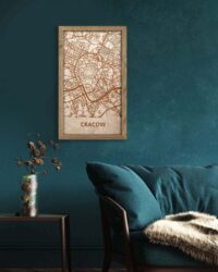 Hölzerne Straßenkarte von Krakau - Stadtplan, in einem Eichenrahmen 2