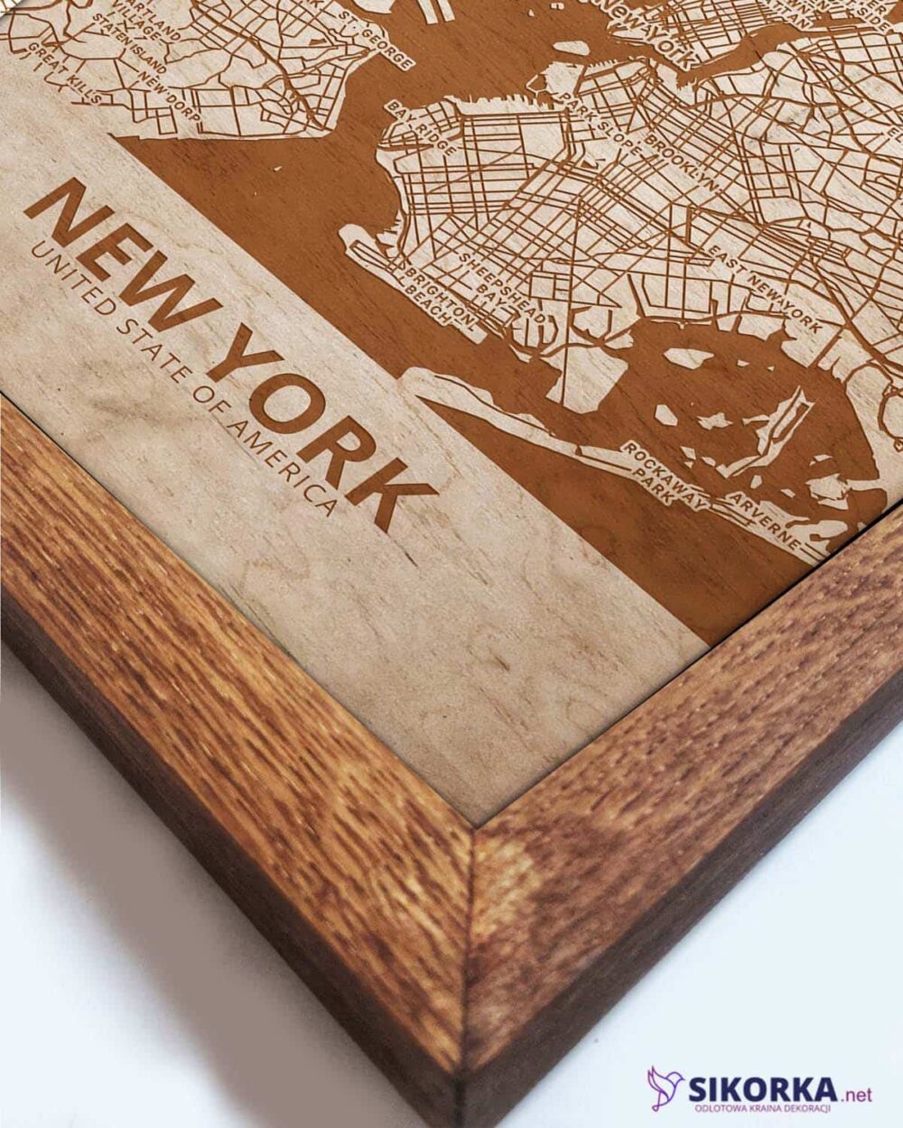 Hölzerne Straßenkarte von New York - Stadtplan, in einem Eichenrahmen 1