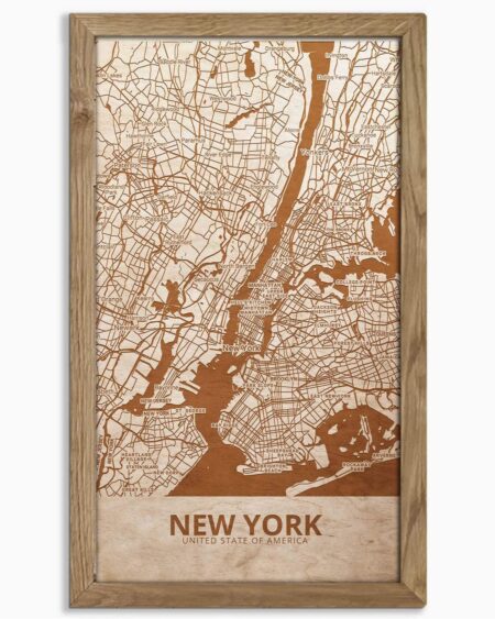 Hölzerne Straßenkarte von New York - Stadtplan, in einem Eichenrahmen 5