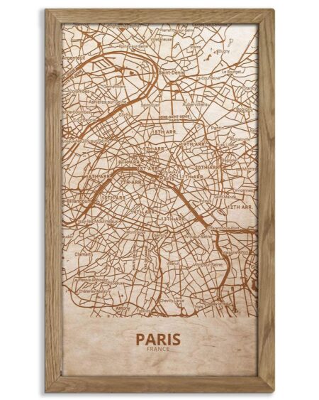 Holzstadtplan von Paris - Stadtplan, in einem Eichenholzrahmen 5