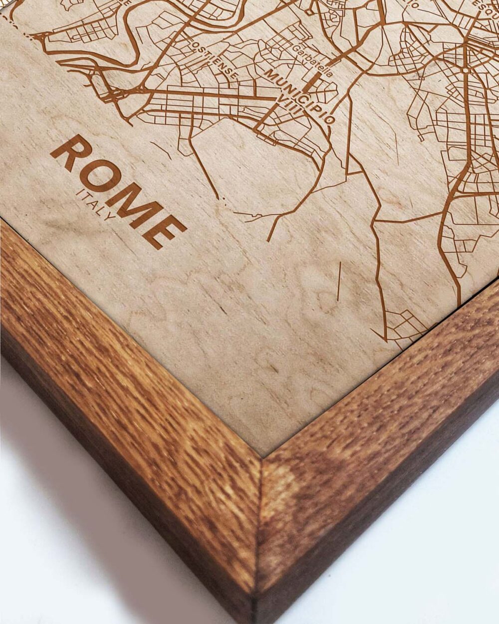 Hölzerne Straßenkarte von Rom - Stadtplan, in einem Eichenrahmen 1