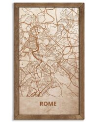 Hölzerne Straßenkarte von Rom - Stadtplan, in einem Eichenrahmen 2