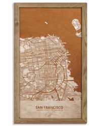 Hölzerne Straßenkarte von San Francisco - Stadtplan, in einem Eichenrahmen 1