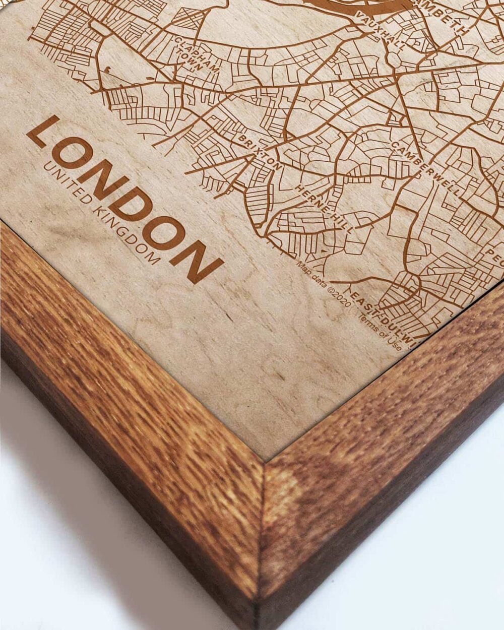 Hölzerne Straßenkarte von London - Stadtplan, in einem Eichenrahmen 1