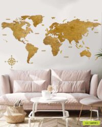 Blank hölzerne Weltkarte natürliche große Wandkunst 1