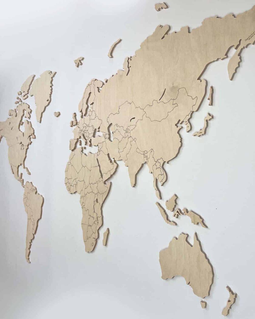 Blank hölzerne Weltkarte natürliche große Wandkunst 1